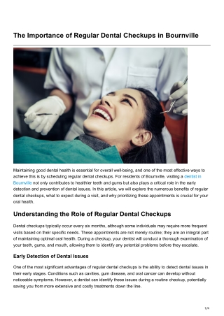 The Importance of Regular Dental Checkups in Bournville