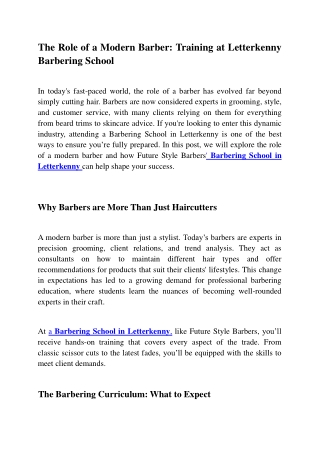 The Role of a Modern Barber: Training at Letterkenny Barbering School