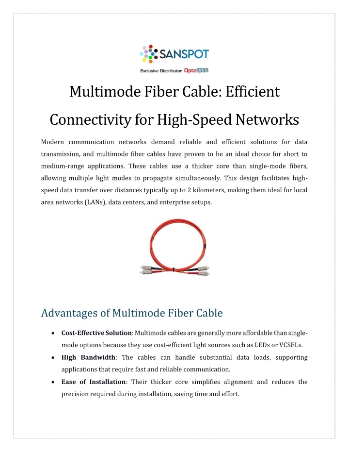 multimode fiber cable efficient