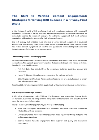 The Shift to Verified Content Engagement Strategies for Driving B2B Success in a Privacy-First World