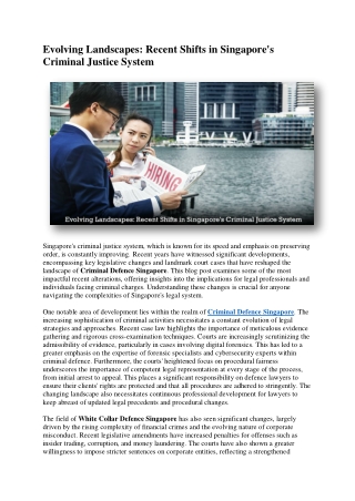 Evolving Landscapes Recent Shifts in Singapore's Criminal Justice System