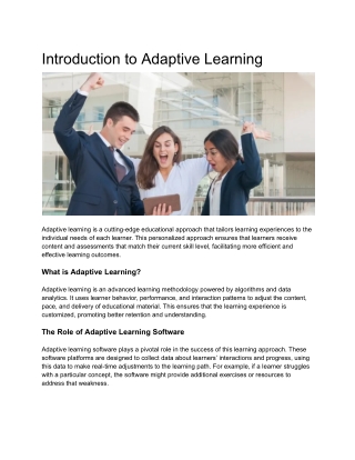 introduction to adaptive learning