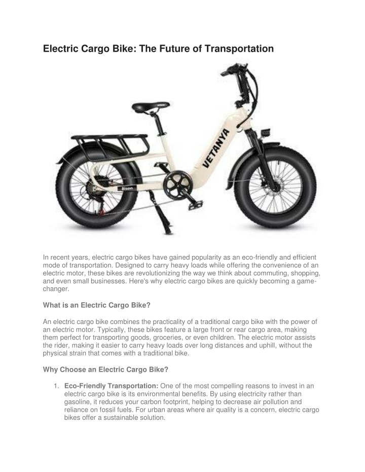 electric cargo bike the future of transportation