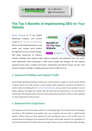the top 5 benefits of implementing seo on your