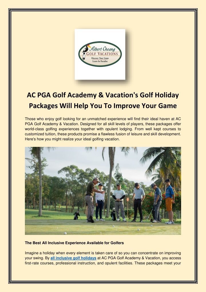 ac pga golf academy vacation s golf holiday