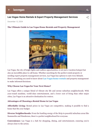 Las Vegas Home Rentals & Expert Property Management Services