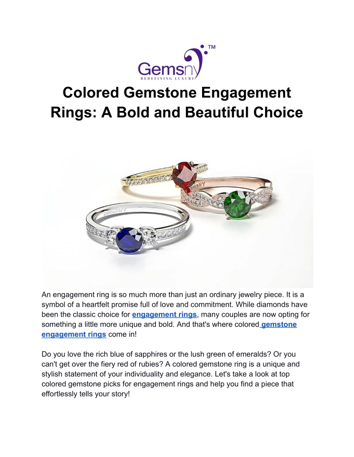 colored gemstone engagement rings a bold