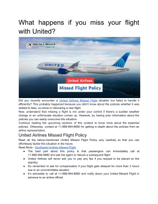 what happens if you miss your flight with united