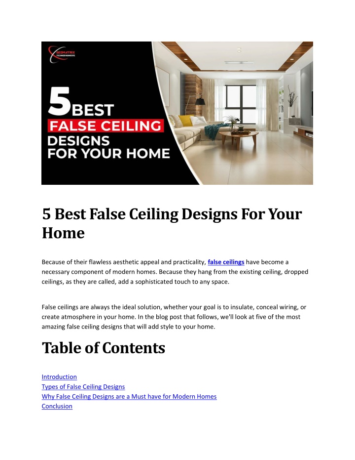 5 best false ceiling designs for your home