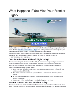 what happens if you miss your frontier flight