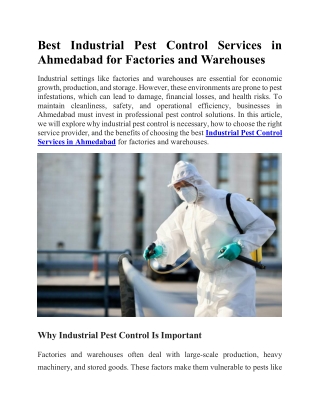 Best Industrial Pest Control Services in Ahmedabad for Factories and Warehouses