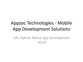 Appzoc Technologies - Mobile App Development Solutions