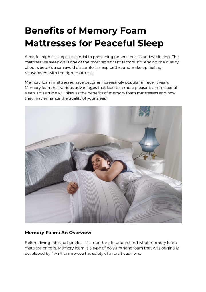 benefits of memory foam mattresses for peaceful