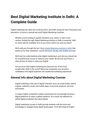 best digital marketing institute in delhi
