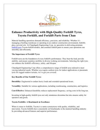 enhance productivity with high quality forklift