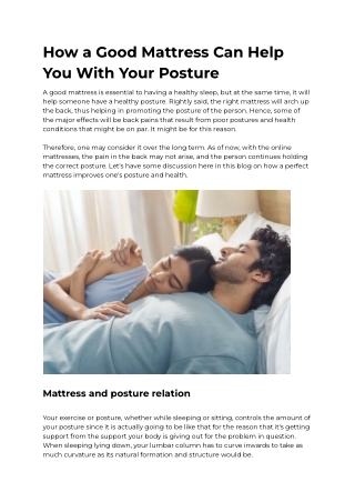 How a Good Mattress Can Help You With Your Posture