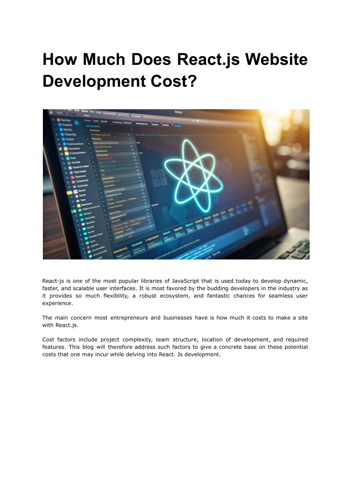 how much does react js website development cost