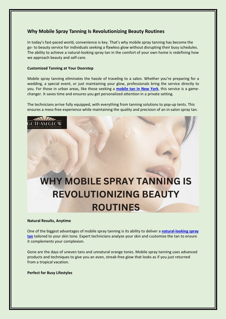 why mobile spray tanning is revolutionizing