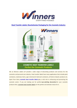 Heat Transfer Labels Revolutionizing Packaging for the Cosmetic Industry