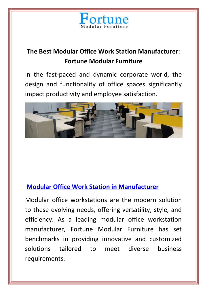 the best modular office work station manufacturer