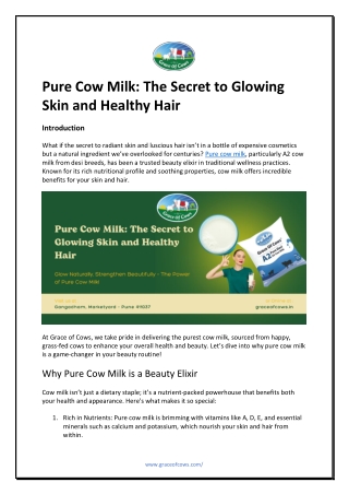 Pure Cow Milk The Secret to Glowing Skin and Healthy Hair