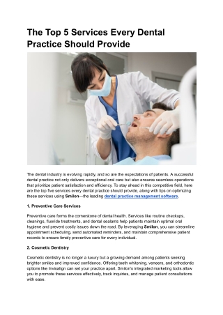 the top 5 services every dental practice should