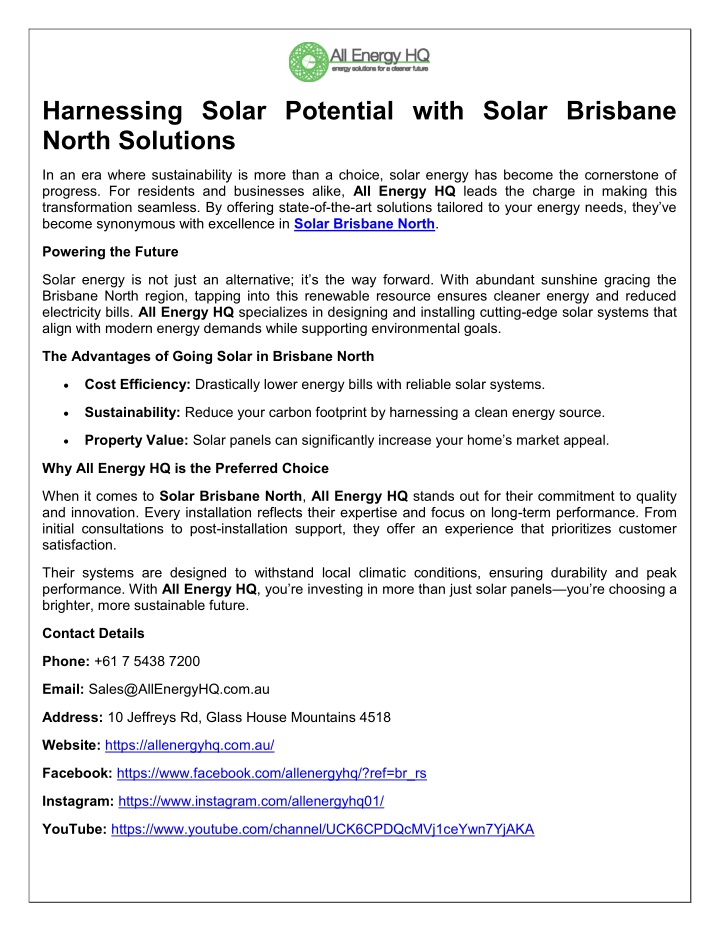 harnessing solar potential with solar brisbane