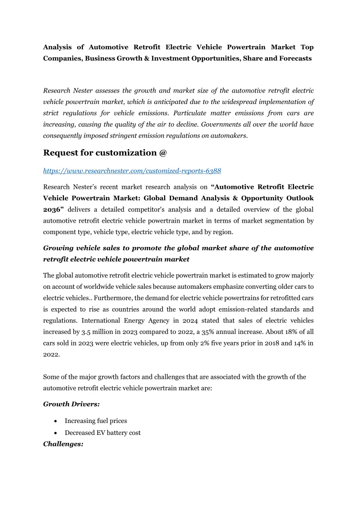 analysis of automotive retrofit electric vehicle