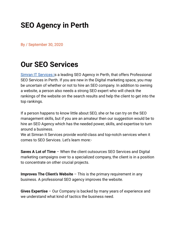 seo agency in perth