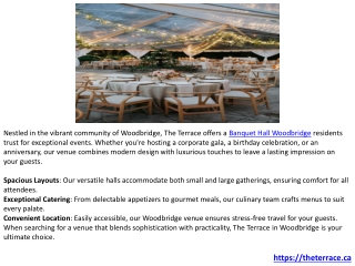 The Terrace: Banquet Hall & Wedding Venue Vaughan, Woodbridge & Thornhill.PPT