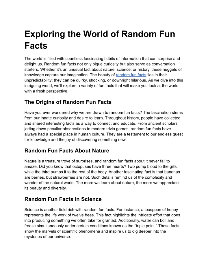 exploring the world of random fun facts