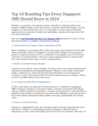 Top 10 Branding Tips Every Singapore SME Should Know in 2024