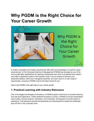 Why PGDM is the Right Choice for Your Career Growth