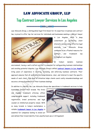 Top Contract Lawyer Services In Los Angeles