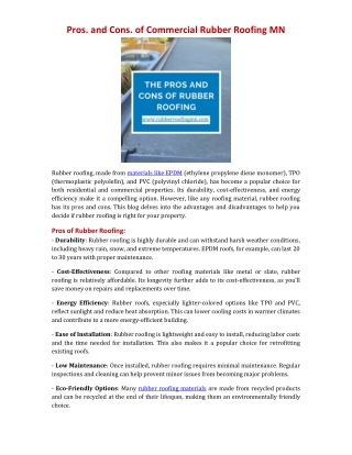 pros and cons of commercial rubber roofing mn
