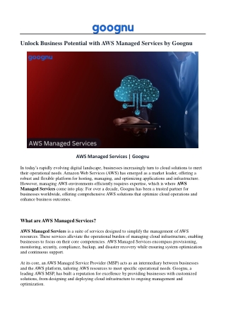 unlock business potential with aws managed
