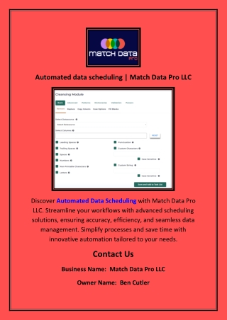automated data scheduling match data pro llc