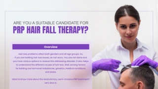 ARE YOU A SUITABLE CANDIDATE FOR PRP HAIR FALL THERAPY