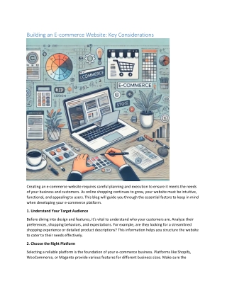 Building an Ecommerce Website Key Considerations