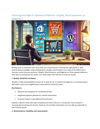 Choosing the Right E-commerce Platform Shopify, WooCommerce, or Magento