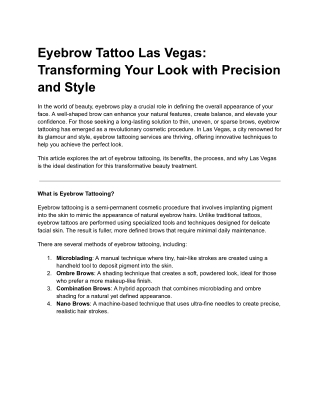 Eyebrow Tattoo Las Vegas Transforming Your Look with Precision and Style