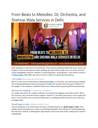 From Beats to Melodies DJ, Orchestra, and Shehnai Wala Services in Delhi