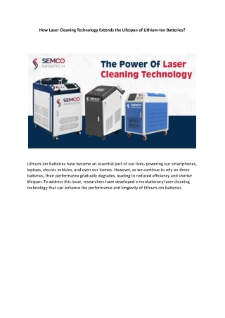 how laser cleaning technology extends