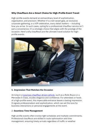 Why Chauffeurs Are a Smart Choice for High - 13 - Dec