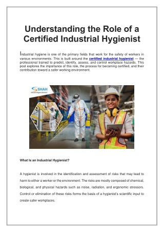 Understanding the Role of a Certified Industrial Hygienist