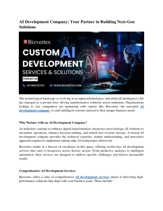 Bizvertex - Custom AI Development Services