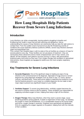 How Lung Hospitals Help Patients Recover from Severe Lung Infections