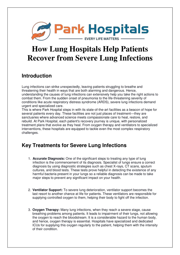 how lung hospitals help patients recover from