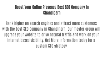 Boost Your Online Presence Best SEO Company in Chandigarh