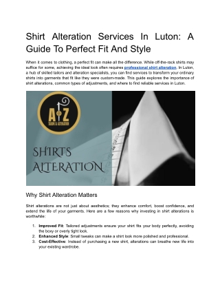 Shirt Alteration Services In Luton_ A Guide To Perfect Fit And Style